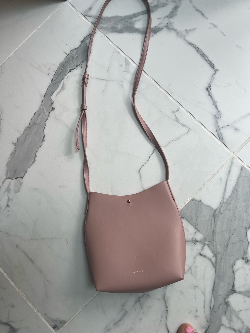 Anthropologie Purse Samara Med Shoulder Peony Pink Vegan Leather Iconic Closure👍